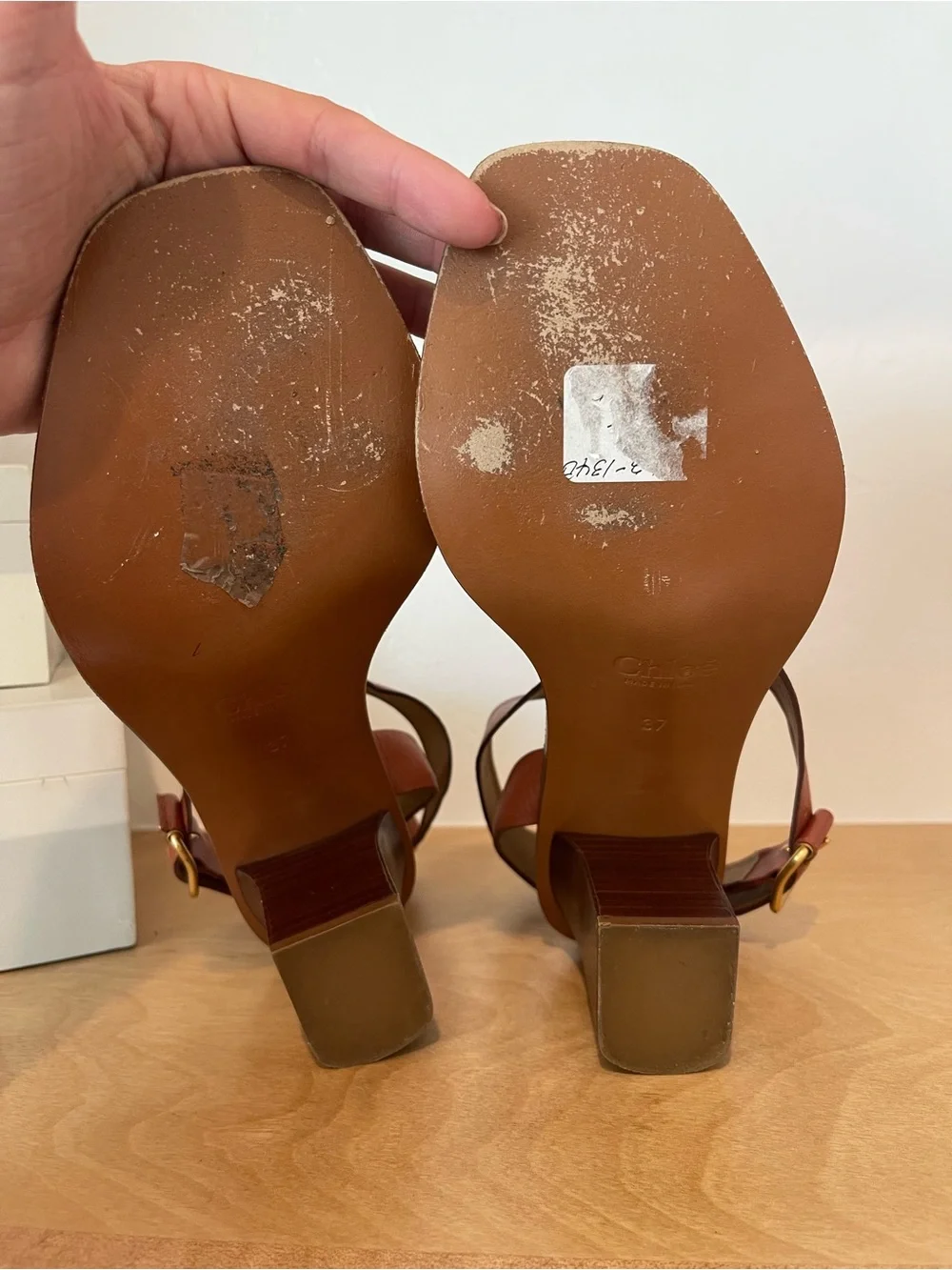 Chloe Virginia Chestnut Strappy Criss Cross Square Toe Sandals Heels Shoes 37